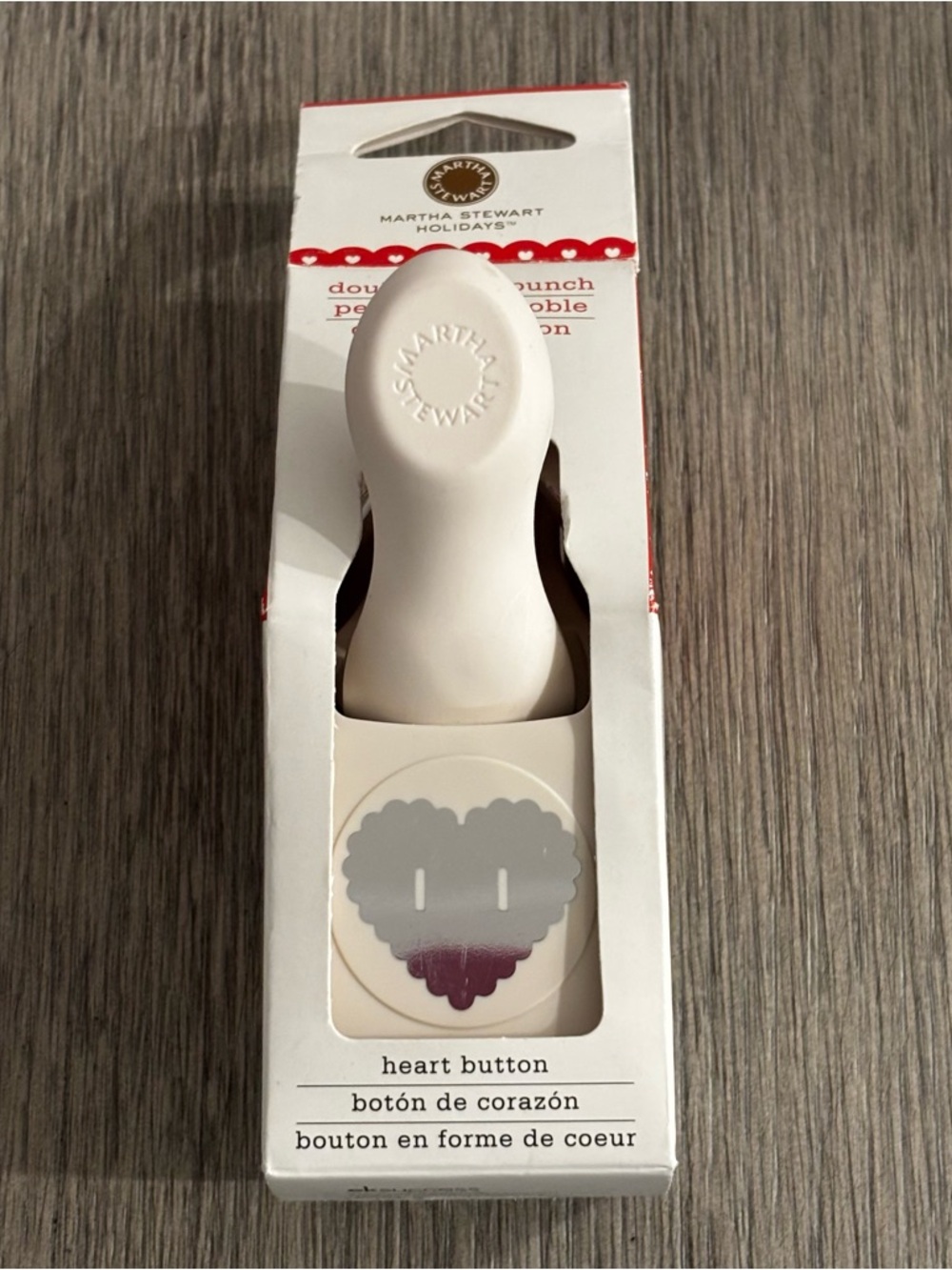 Martha Stewart Holidays Double Craft Punch Heart Button 2010 New in Box 42-25012